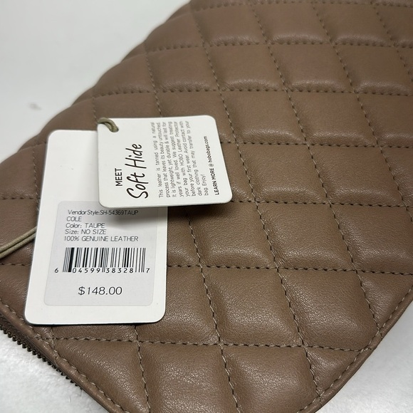 Hobo Cole Quilted Leather Clutch Bag Zip Around New Taupe Light Brown 12" x 7" - Picture 10 of 10
